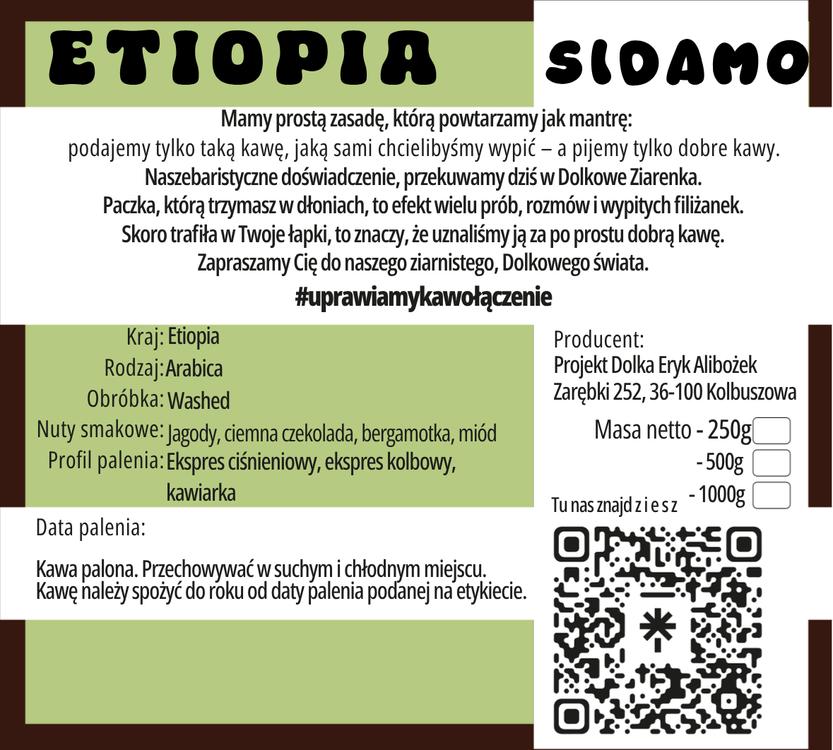 Kawa ziarnista Etiopia Sidamo - obrazek 2